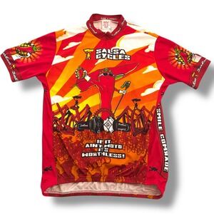 Salsa Cycles VTG Men's XL Red Chili Pepper Graphic Short Sleeve Cycling Jersey‎